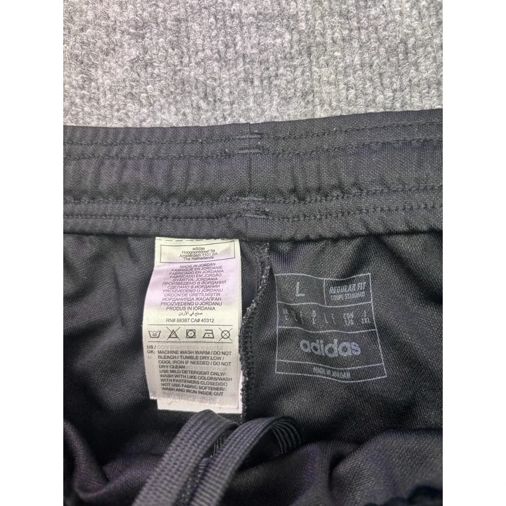 Adidas Track Pants Mens Large Black Regular Fit Tapered Ankle Zip Joggers